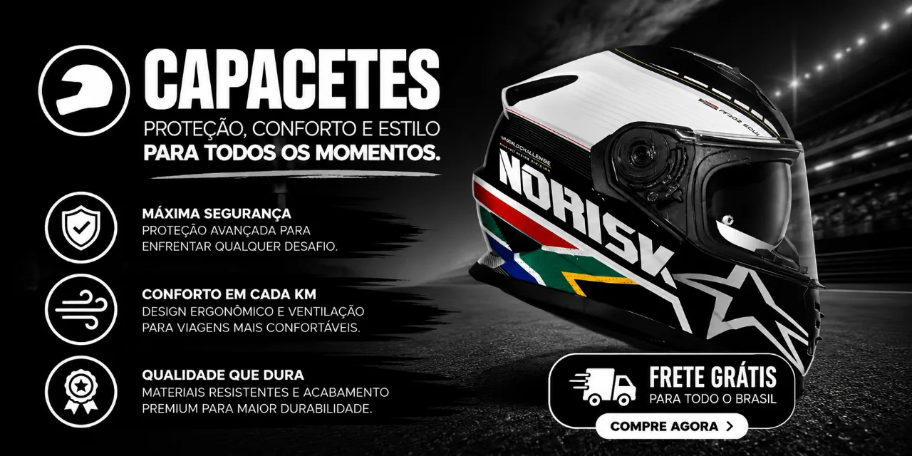 Capacetes: proteção, conforto e estilo. Frete grátis para todo o Brasil.
